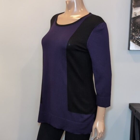 Windsmoor Color Block Sweater Cropped Sleeve Lightweight Tunic Size Small Purple - Picture 4 of 10